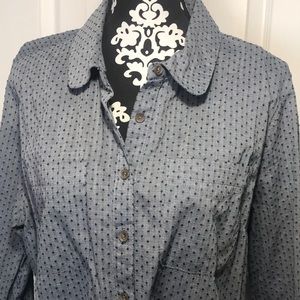 Merona Denim “Dotted Swiss” Shirt Dress W/Belt